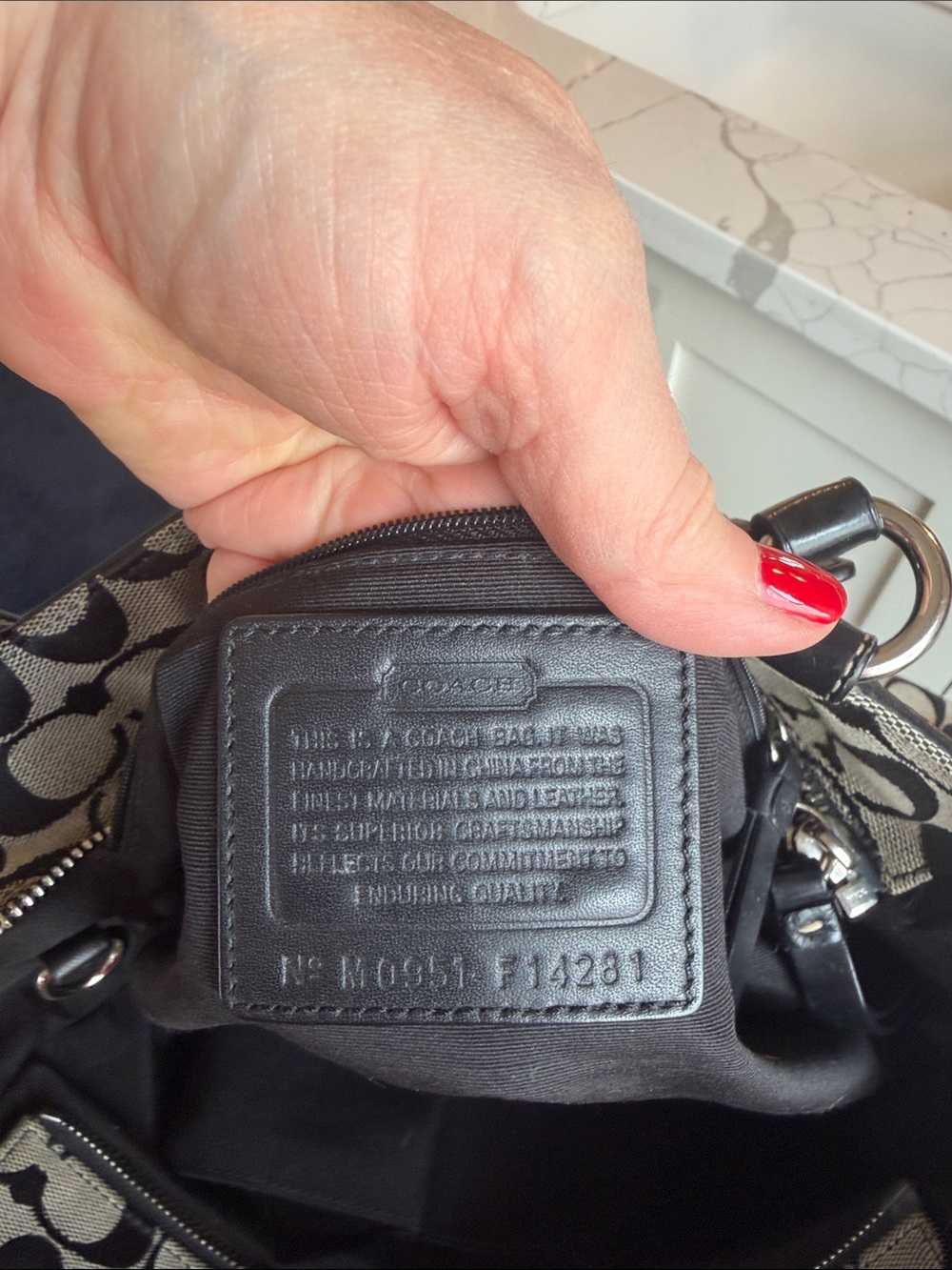 Coach Black and Tan Signature Tote with Leather Trim - Picture 11 of 11